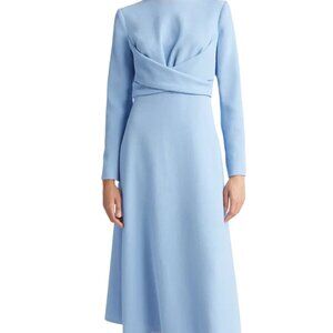 Emilia Wickstead Elta Wrap Front Double Crepe Midi Dress